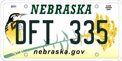 NE license plate DFT335
