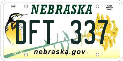 NE license plate DFT337