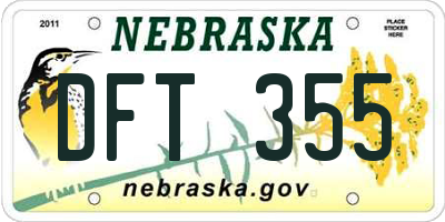 NE license plate DFT355