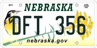 NE license plate DFT356