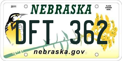 NE license plate DFT362