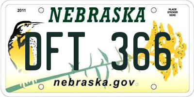NE license plate DFT366
