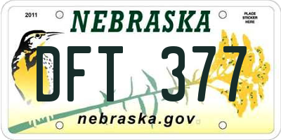 NE license plate DFT377