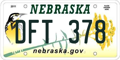 NE license plate DFT378