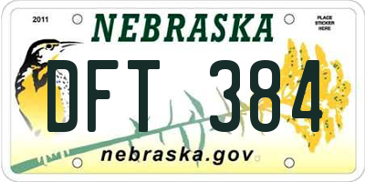 NE license plate DFT384