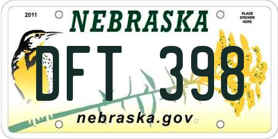 NE license plate DFT398