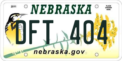 NE license plate DFT404