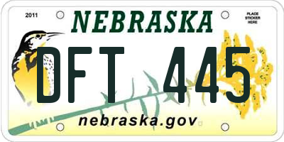 NE license plate DFT445