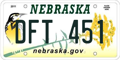 NE license plate DFT451