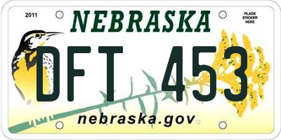 NE license plate DFT453