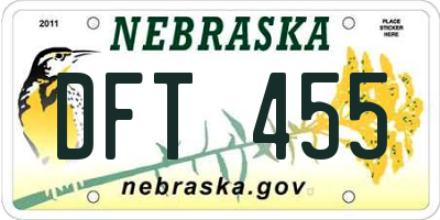 NE license plate DFT455