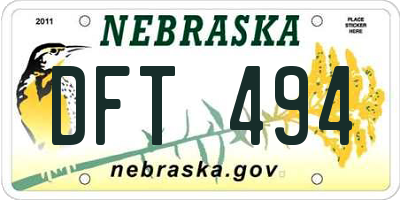 NE license plate DFT494