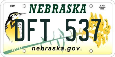NE license plate DFT537