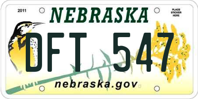 NE license plate DFT547