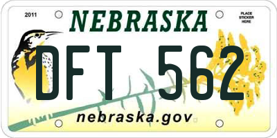 NE license plate DFT562