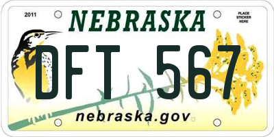 NE license plate DFT567