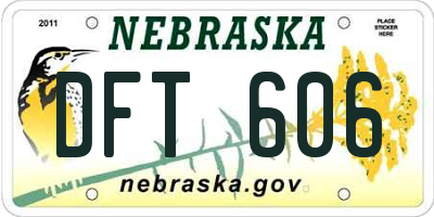 NE license plate DFT606