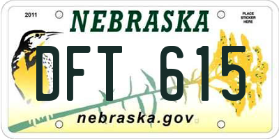 NE license plate DFT615