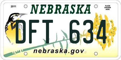 NE license plate DFT634