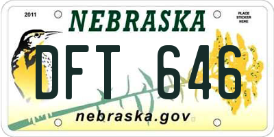 NE license plate DFT646