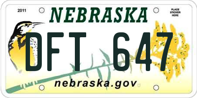 NE license plate DFT647