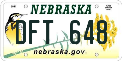 NE license plate DFT648