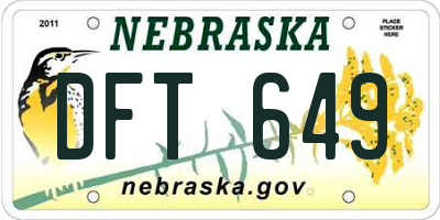 NE license plate DFT649