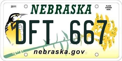 NE license plate DFT667