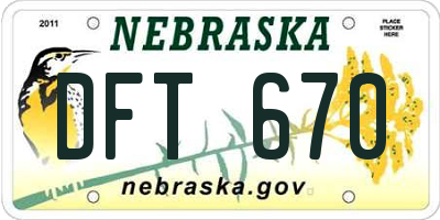 NE license plate DFT670