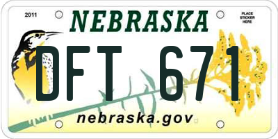 NE license plate DFT671