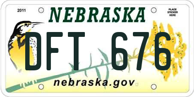 NE license plate DFT676