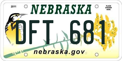 NE license plate DFT681
