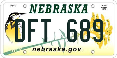 NE license plate DFT689
