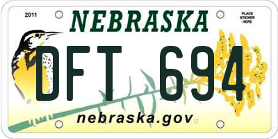 NE license plate DFT694