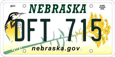 NE license plate DFT715