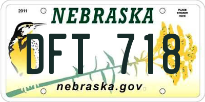 NE license plate DFT718