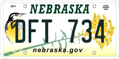 NE license plate DFT734