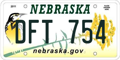 NE license plate DFT754