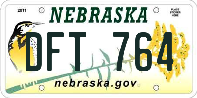 NE license plate DFT764
