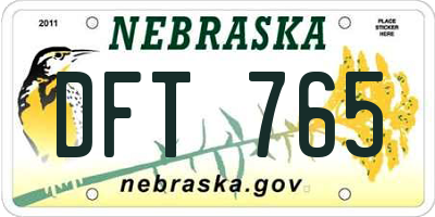 NE license plate DFT765