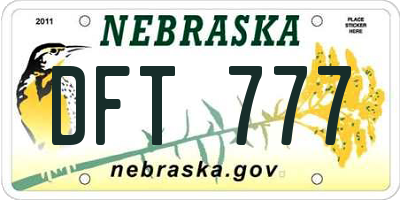 NE license plate DFT777