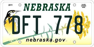 NE license plate DFT778