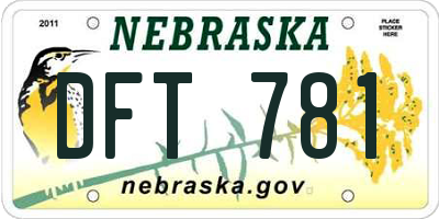 NE license plate DFT781