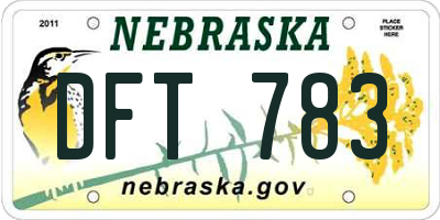NE license plate DFT783