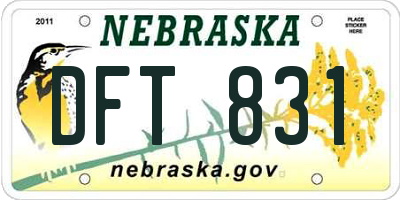 NE license plate DFT831