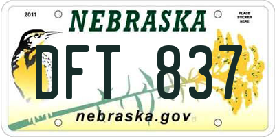 NE license plate DFT837