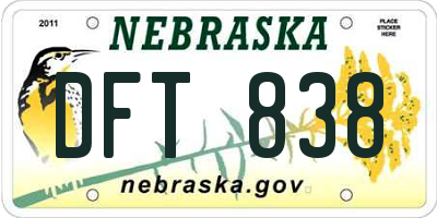 NE license plate DFT838