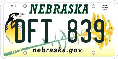 NE license plate DFT839