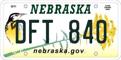 NE license plate DFT840