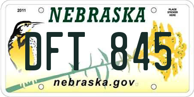 NE license plate DFT845